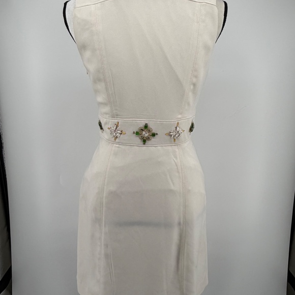 Banana Republic Womens White Beaded Embellished Jeweled Fit Flare Dress 2 - Picture 4 of 12